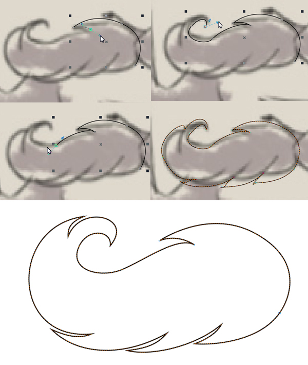 make the mustache with bezier tool