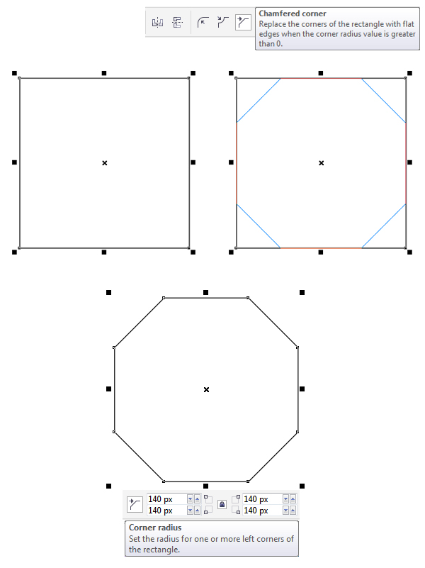make a square base with Chamfered corners