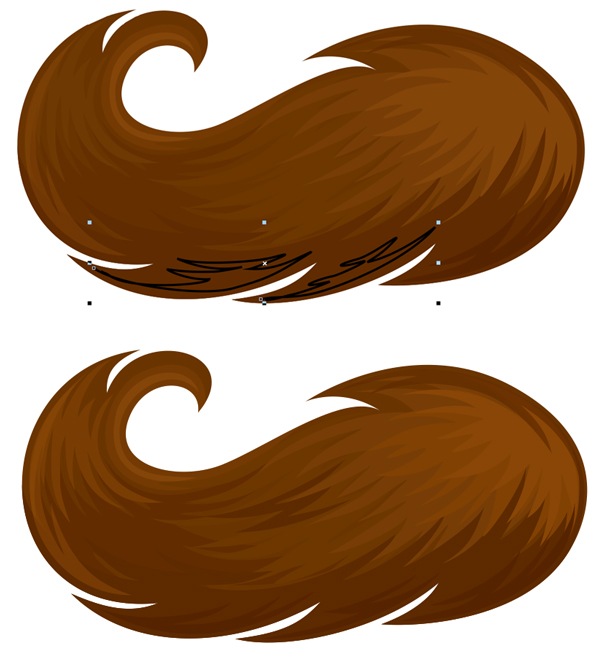 Add the darker hair in the bottom area