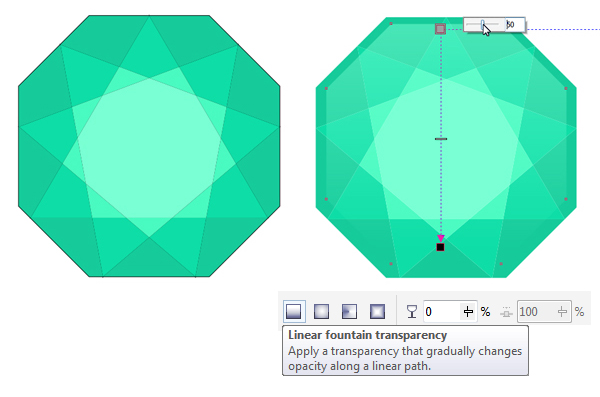 apply the linear fountain transparency
