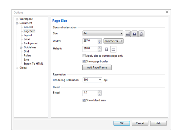 page size