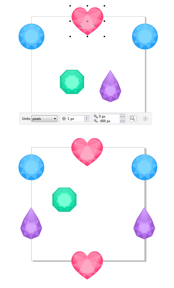 duplicate the ruby forming a pattern