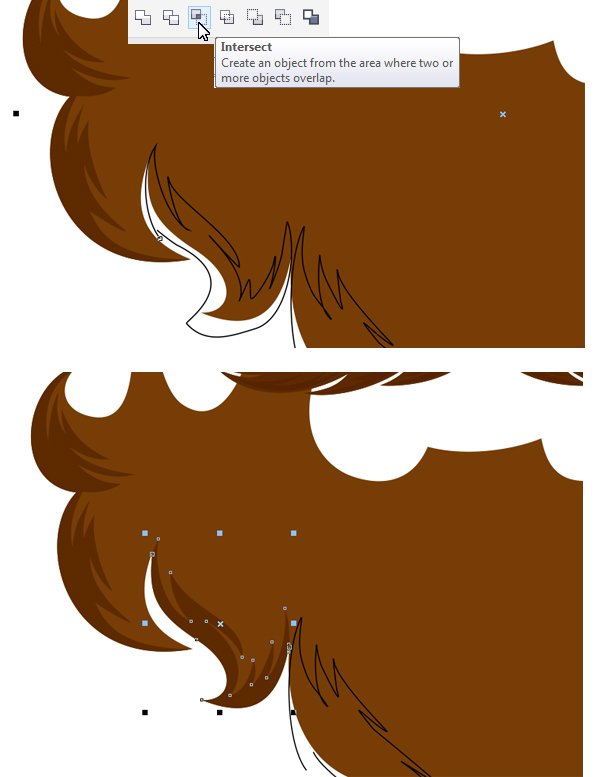 use Intersect to form the shadows