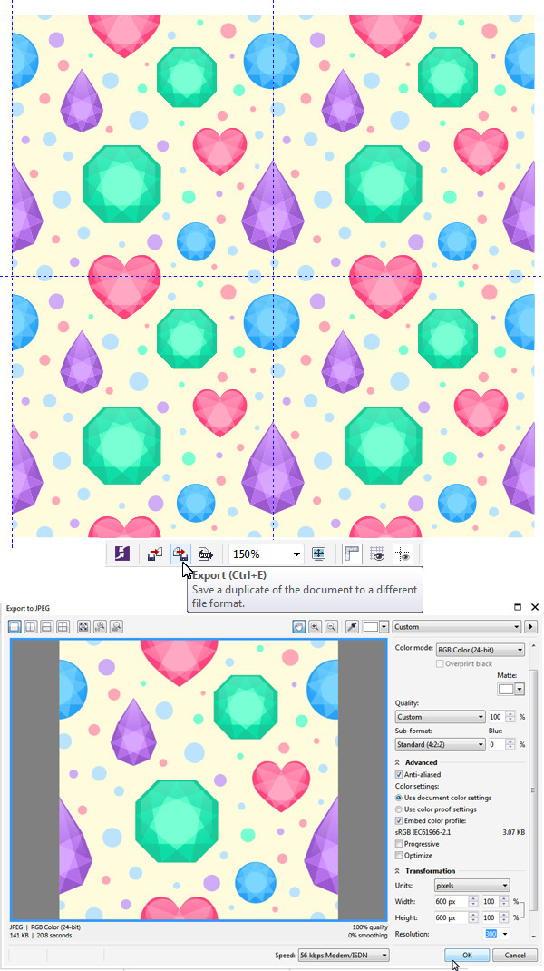 duplicate and export your pattern