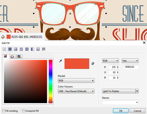 recolor the glasses to red