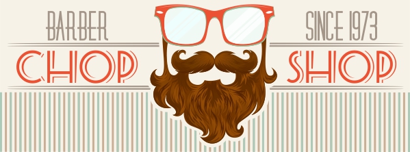 Finished hipster barbershop illustration in CorelDRAW
