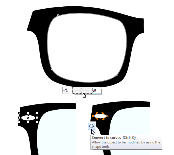 apply transparency to the lens and add decorative elements