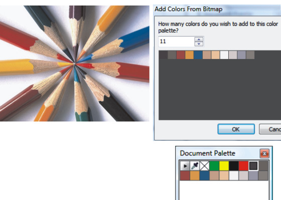 Document Palette - added colors from bitmap image