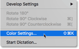 Opening the Color Settings in Adobe Bridge.
