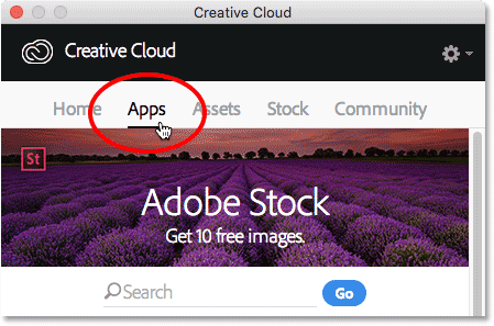 Selecting the Apps category.