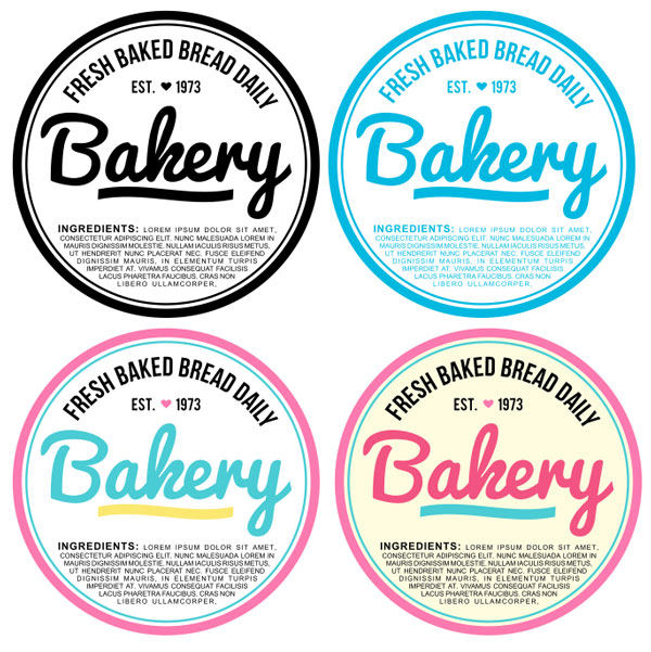 Final bakery label design set