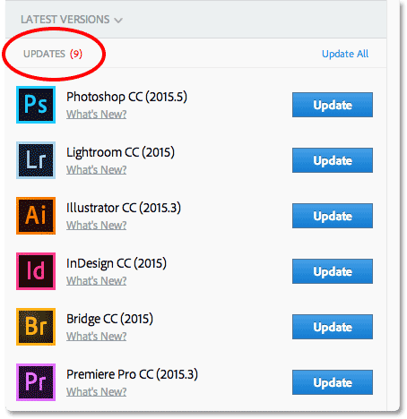 An Update button will appear beside any app with an update available for it.