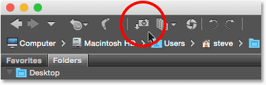 The Back and Forward buttons in Adobe Bridge. Image © 2015 Photoshop Essentials.com