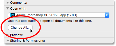 Clicking the Change All button. Image © 2016 Photoshop Essentials.com