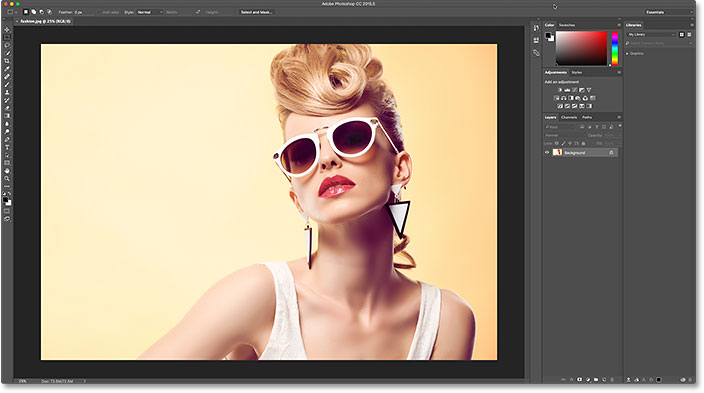 The JPEG file opens in Photoshop.
