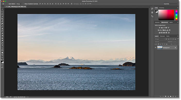 The same image has been moved from Lightroom CC to Photoshop CC. 