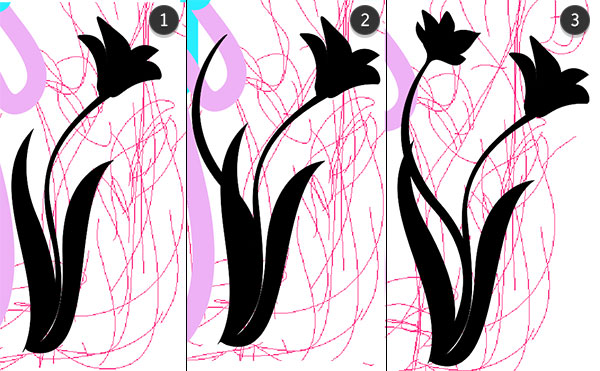 draw leaves stems and additional flowers