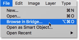 Opening Adobe Bridge from Photoshop.