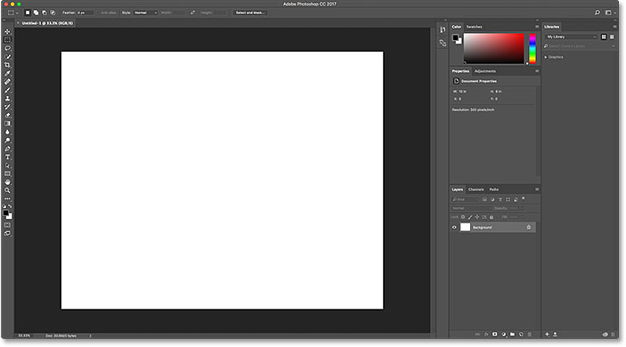 The new document opens in Photoshop.