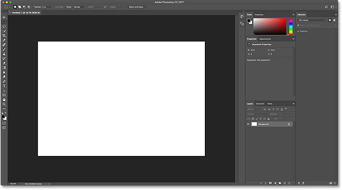 Clicking the Create button in the New Document dialog box.