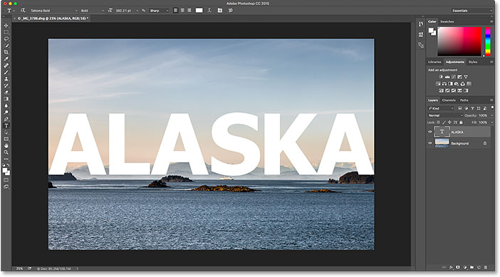 The image after adding the text in Photoshop CC. 