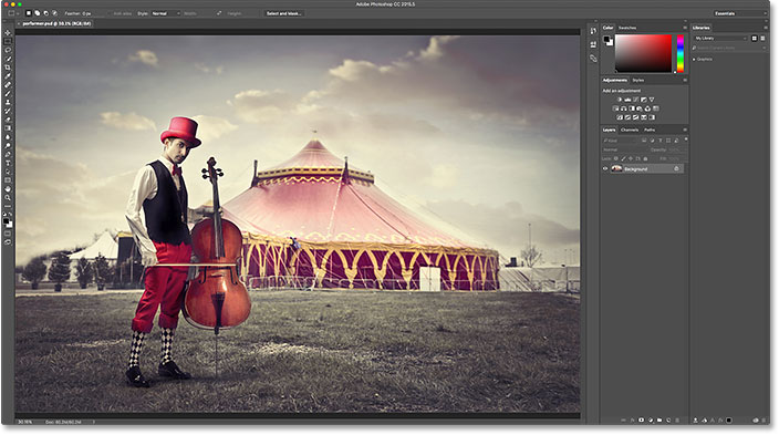 The PSD file opens in Photoshop.