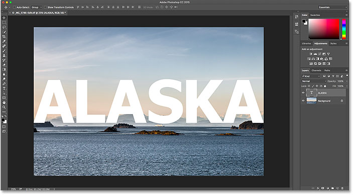 The previously-edited image re-opens in Photoshop. 