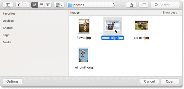 Selecting a second image.