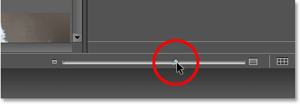The thumbnail size slider in Bridge CC. Image © 2015 Photoshop Essentials.com