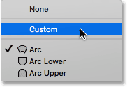 Changing the Warp Style option back to Custom.