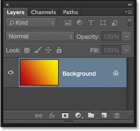 The Layers panel showing the gradient on the Background layer. 