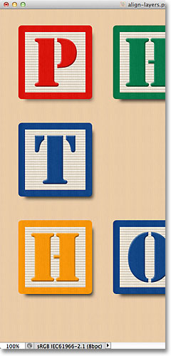 Spacing the three left blocks vertically. 
