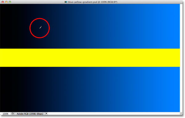 Clicking on a darker shade of blue in the gradient. 