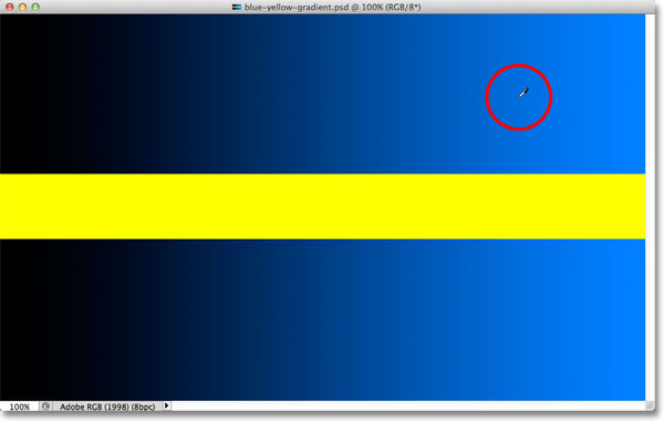 Clicking on a lighter shade of blue in the gradient. 