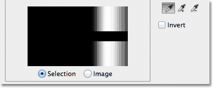 The preview window in the Color Range dialog box. 