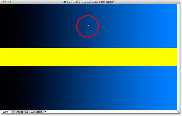 Clicking in the middle of the blue gradient. 