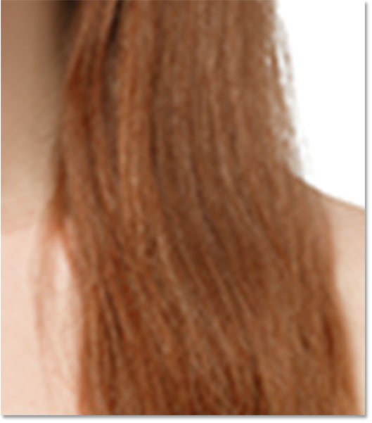 A close-up of the hair from the upscaled pixel version. 