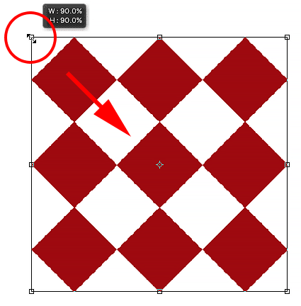 Adjusting the width of the object with Free Transform. 