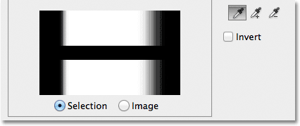 The preview window in the Color Range dialog box. 