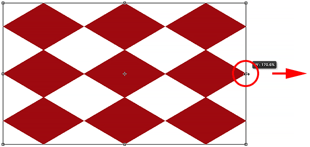 Adjusting the width of the object with Free Transform. 