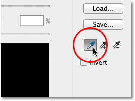 Selecting the Eyedropper Tool in the Color Range dialog box. 