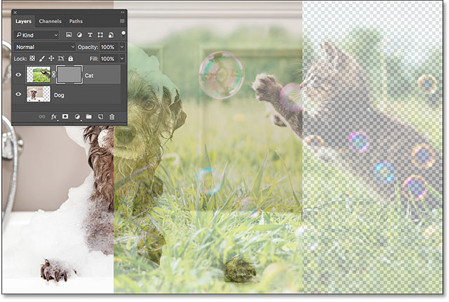 The result after filling the layer mask with 50% gray.