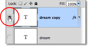 Turning on a layer in the Layers panel.