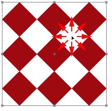 Using Free Transform to move the object within the document.
