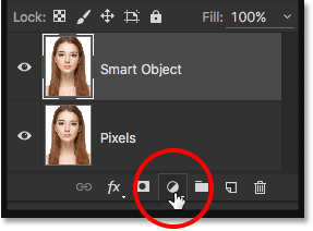 The New Fill or Adjustment Layer icon in the Layers panel. 