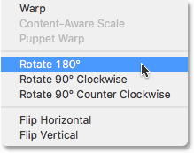 The Rotate and Flip transformation options. 