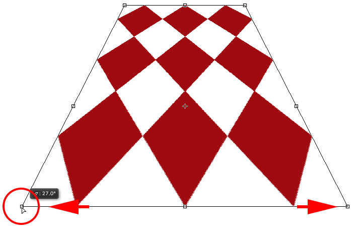 Dragging the bottom left corner handle outward.