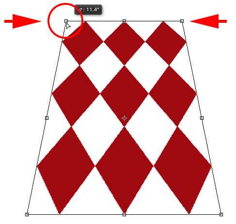 Dragging the top left corner handle inward. 