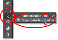 Choosing the Direct Selection Tool from the Tools panel.