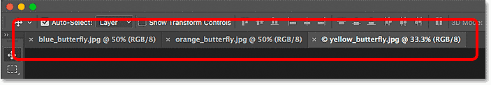 The document tabs in Photoshop.